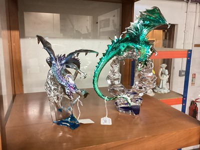 Lot 1285 - Two Franklin Mint limited edition Dragon sculptures designed by Michael Whelan, 32cm high and 23cm high