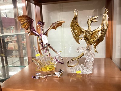 Lot 1286 - Two Franklin Mint limited edition Dragon sculptures, designed by Michael Whelan, 31cm high and 30cm high