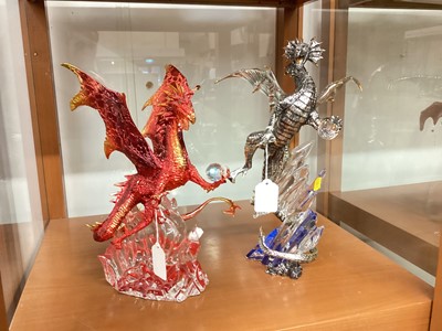Lot 1287 - Two Franklin Mint limited edition Dragon sculptures, designed by Michael Whelan, 35cm high and 31.5cm high