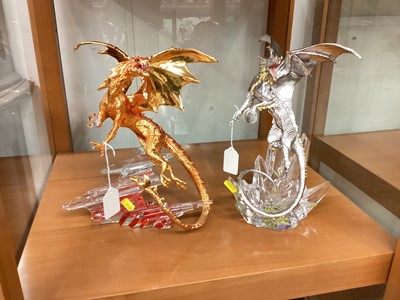 Lot 1288 - Two Franklin Mint limited edition Dragon sculptures, designed by Michael Whelan, both 28.5cm high