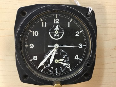 Lot 666 - Second World War period aircraft cockpit clock, with brass label to reverse for Camerer Cuss