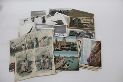 Lot 1540 - Old photos of Farnborough Air Show 1952, a group of postcards and a group of stamps.