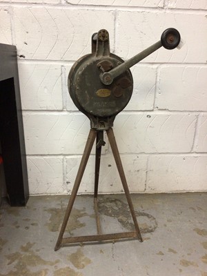 Lot 677 - Second World War Air Raid Siren with brass Air Ministry plaque stamped 'Con. No. 579363/41/C22b, Ref. No. 4K/1785, manufactured by Klaxon, England, on tripod base.