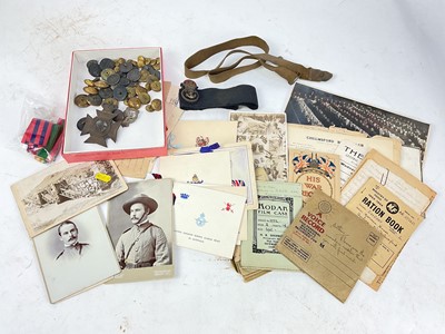 Lot 673 - Interesting collection of Boer War and later ephemera, buttons and badges to include two Carte de visite photographs and a written account of life in South Africa.