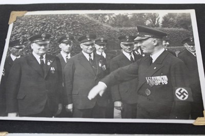 Lot 1522 - Postcards and photographs in four family albums  including various WW1 military subjects and unusual British Union of Facists Visit to Germany in 1936. Plus some local cards etc.