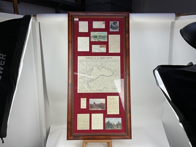 Lot 678 - Vice-Admiral Sir Charles Napier, group of framed correspondence and similar from other Crimean War Commanders mounted with map of the Crimea War and military prints in double sided glazed frame 120...