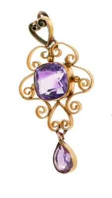 Lot 512 - Edwardian gold and amethyst pendant