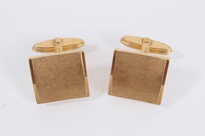 Lot 969 - Pair of 1970s 9ct gold cufflinks with square textured panels