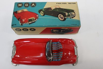 Lot 1829 - Tin plate MGA friction car in original box