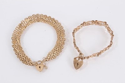 Lot 979 - Two 9ct gold gate bracelets with padlock clasps