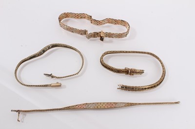 Lot 983 - Four 9ct gold bracelets (broken)
