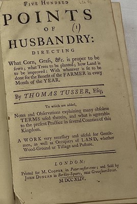 Lot 1678 - Thomas Tusser - Five Hundred Points of Husbandry, 1744