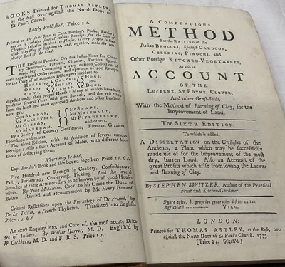 Lot 1682 - Stephen Switzer - A Compendious Method for the Raising of the Italian Brocoli, Spanish Cardoon, Celeriac, Finochi, and other Foreign Kitchen-Vegetables', fifth edition, 1735