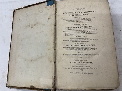 Lot 1672 - Group of leather bound antiquarian agricultural books including Jethro Tull - The Horse-Hoing Husbandry, 2nd edition, A. Millar, 1743, together with Marshall - Experiments and Observations concerni...