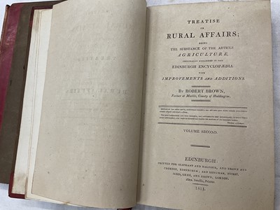 Lot 1672 - Group of leather bound antiquarian agricultural books including Jethro Tull - The Horse-Hoing Husbandry, 2nd edition, A. Millar, 1743, together with Marshall - Experiments and Observations concerni...