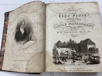 Lot 1672 - Group of leather bound antiquarian agricultural books including Jethro Tull - The Horse-Hoing Husbandry, 2nd edition, A. Millar, 1743, together with Marshall - Experiments and Observations concerni...