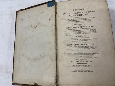 Lot 1672 - Group of leather bound antiquarian agricultural books including Jethro Tull - The Horse-Hoing Husbandry, 2nd edition, A. Millar, 1743, together with Marshall - Experiments and Observations concerni...