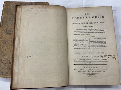 Lot 1664 - Mr Young - The Farmers Guide, in two volumes, first edition 1770, calf binding