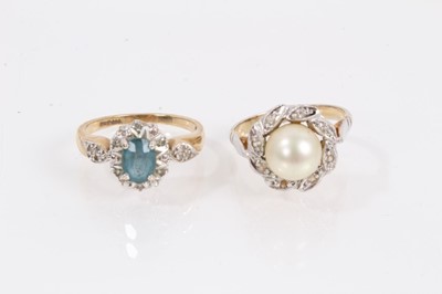 Lot 997 - 9ct gold gem set cluster ring and one other dress ring (2)