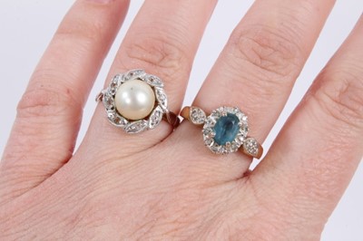 Lot 997 - 9ct gold gem set cluster ring and one other dress ring (2)