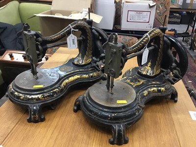 Lot 2602 - Two late 19th century Jones hand sewing machines