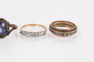 Lot 1058 - Four vintage 9ct gold gem set dress rings
