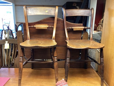 Lot 1418 - Set of four Victorian knife back kitchen chairs