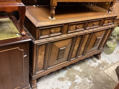 Lot 1397 - 1930's carved oak sideboard