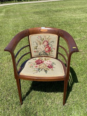 Lot 167 - Edwardian inlaid mahogany tub chair