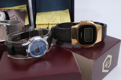 Lot 1014 - Group of boxed vintage Timex digital and other analogue wristwatches