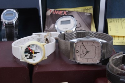 Lot 1014 - Group of boxed vintage Timex digital and other analogue wristwatches