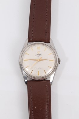 Lot 1017 - 1950s/60s Gentlemen's Cyma navy star wristwatch
