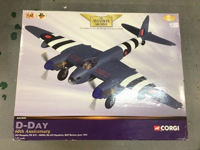 Lot 1820 - Corgi boxed selection of four Aviation Archive models, D-Day 60th Anniversary AA34602, B-24J AA34001and B-52C AA33501 and Catalina AA36101 (4)