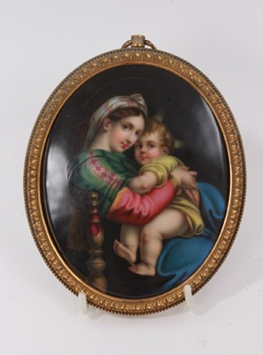 Lot 734 - 19th century Continental porcelain depicting Madonna Della Segiola after Raphael.