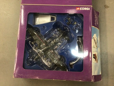 Lot 1822 - Corgi boxed selection of five Aviation Archive models, Hawker Hunter AA32703, Short Sunderland AA3702, F4 AA33210, Canberra AA34701 and The Wright Flyer AA34501 (5)