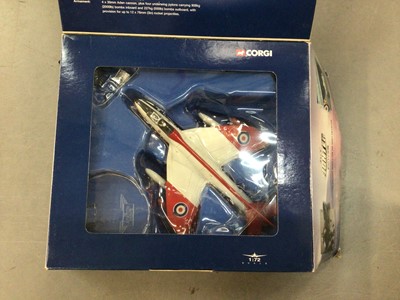 Lot 1822 - Corgi boxed selection of five Aviation Archive models, Hawker Hunter AA32703, Short Sunderland AA3702, F4 AA33210, Canberra AA34701 and The Wright Flyer AA34501 (5)