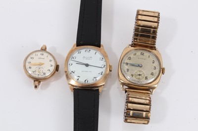Lot 1029 - Three 9ct gold cased  wristwatches