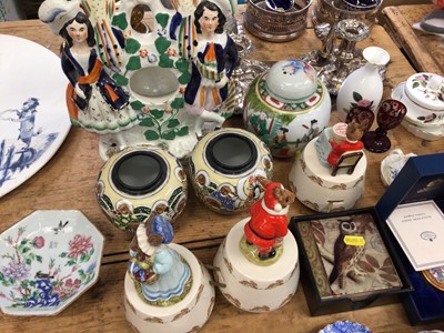 Lot 26 - 19th century Meissen porcelain cup and saucer, porcelain cabinet pieces, Three Royal Doulton Bunnykins musical figures and sundry porcelain and ornaments
