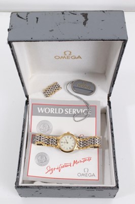 Lot 1047 - Omega De Ville stainless steel bi-metal wristwatch, boxed