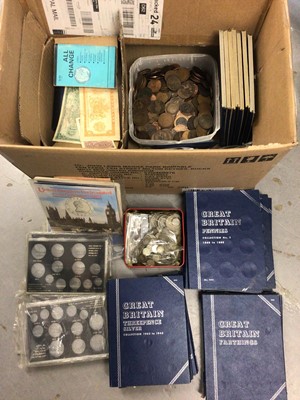 Lot 265 - G.B. - Mixed coins to include Royal Mint proof sets 1980 x 2, 1983, pre 1947 silver coins (N.B. Estimated face value £15.95p), pre '20 silver coins (N.B. Total wt. 265.9gms)...