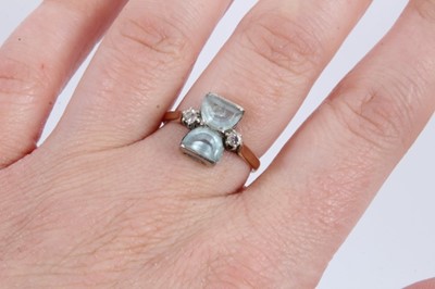 Lot 1054 - Art Deco style aquamarine and diamond ring