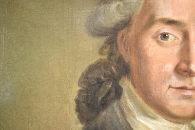 Lot 1320 - Attributed to Jens Juel (1745-1802) pair of oils on canvas - portraits of Senator Johann Georg Bausch and his wife Engel Emerentia Bausch, in gilt frames