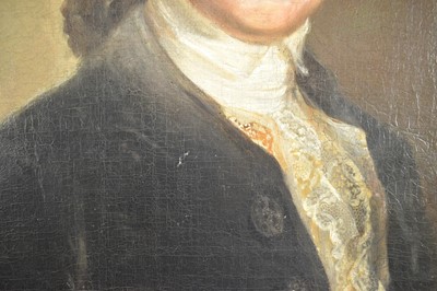 Lot 1320 - Attributed to Jens Juel (1745-1802) pair of oils on canvas - portraits of Senator Johann Georg Bausch and his wife Engel Emerentia Bausch, in gilt frames
