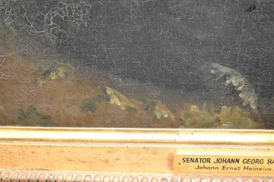 Lot 1320 - Attributed to Jens Juel (1745-1802) pair of oils on canvas - portraits of Senator Johann Georg Bausch and his wife Engel Emerentia Bausch, in gilt frames