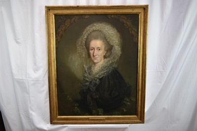 Lot 1320 - Attributed to Jens Juel (1745-1802) pair of oils on canvas - portraits of Senator Johann Georg Bausch and his wife Engel Emerentia Bausch, in gilt frames