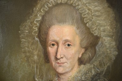 Lot 1320 - Attributed to Jens Juel (1745-1802) pair of oils on canvas - portraits of Senator Johann Georg Bausch and his wife Engel Emerentia Bausch, in gilt frames