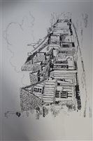 Lot 1074 - Albert Ribbans (1903-1966), pen and ink, Tower...