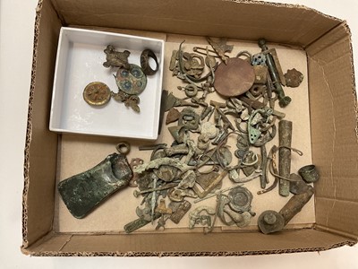 Lot 2622 - Collection of Roman artefacts and metal detecting finds to include enamel brooches