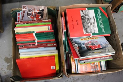 Lot 1555 - Two boxes of London Bus, Bus and other transport related books.