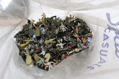 Lot 1837 - One box of diecast military dinky toys and plastic model soldiers (1 box)